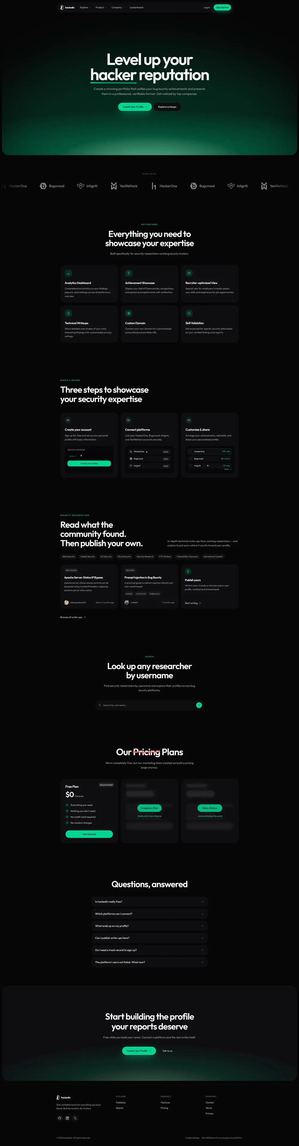 HackedIn homepage